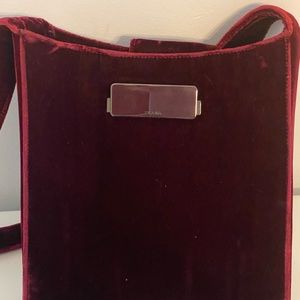 Vintage, Authentic, Prada, Burgundy, Velvet Shoulder Bag